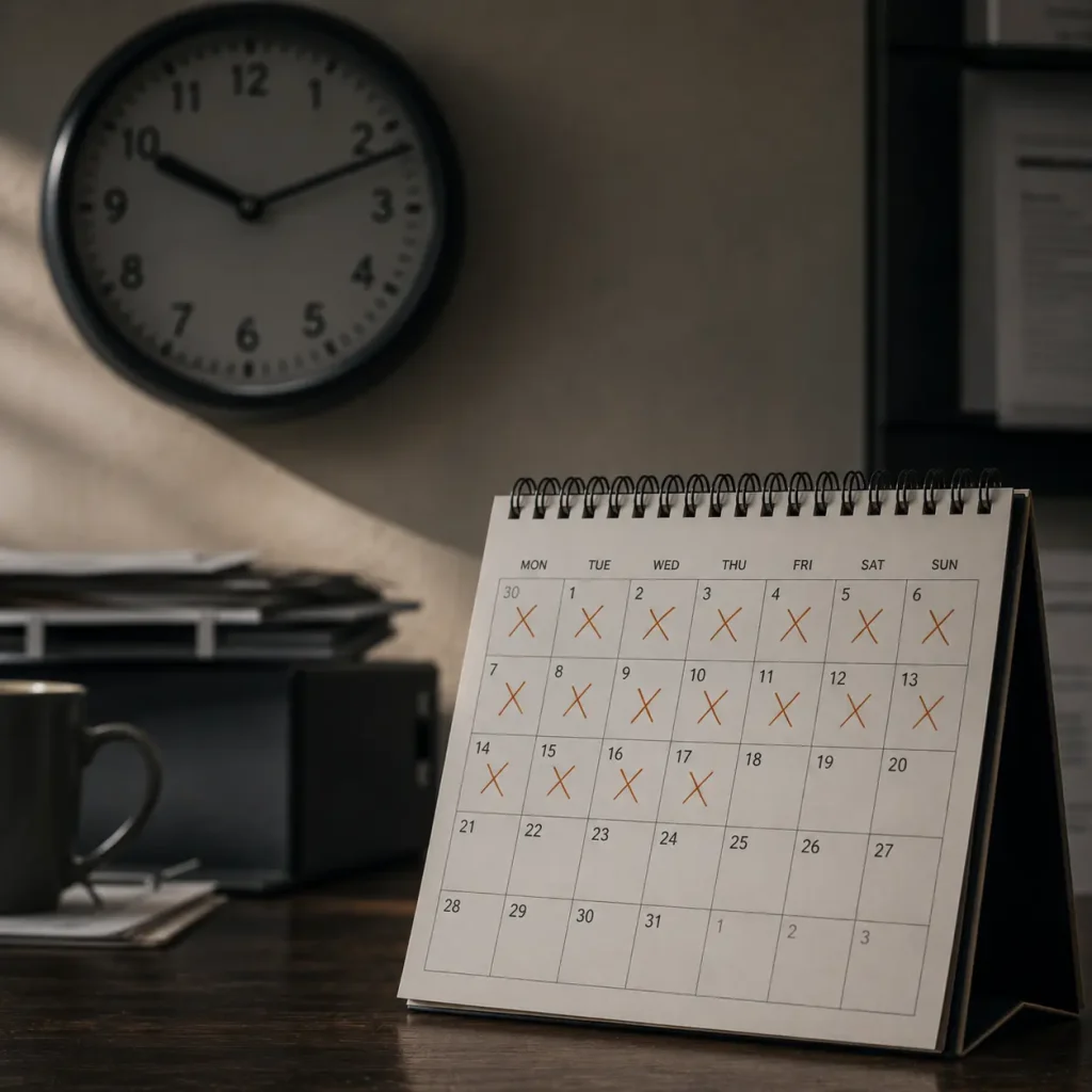 Weeks crossed off a calendar, representing how long a website breach runs before it is detected
