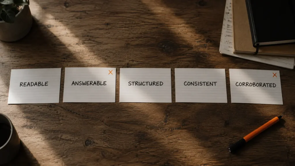 The five requirements of the Citation Standard for AI search visibility