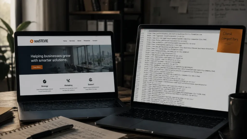 The same website seen two ways: clean in the owner's browser, thousands of spam pages in search results
