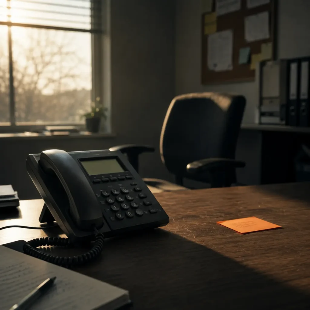 A silent office phone, representing enquiries lost to AI answers a business was never included in
