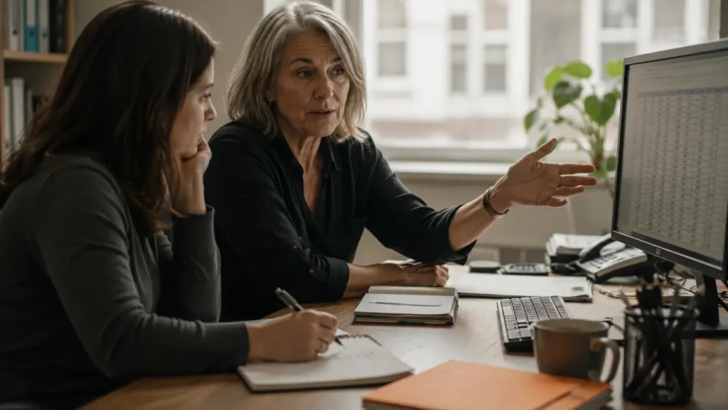 An experienced employee explaining an undocumented process that only exists in her head