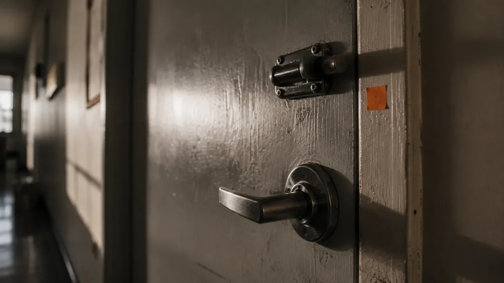 A thrown deadbolt on an ordinary door, representing website security hardening